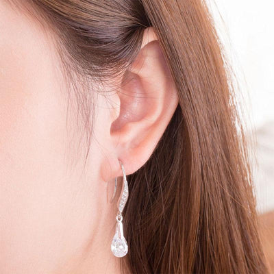2 Carat Pear Cut Created Diamond Dangle Earrings
