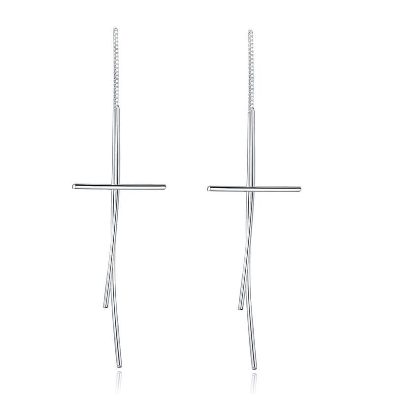 Dangle Drop Cross Earrings