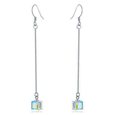 Dangle Drop Line Earrings AB Austrian Crystal