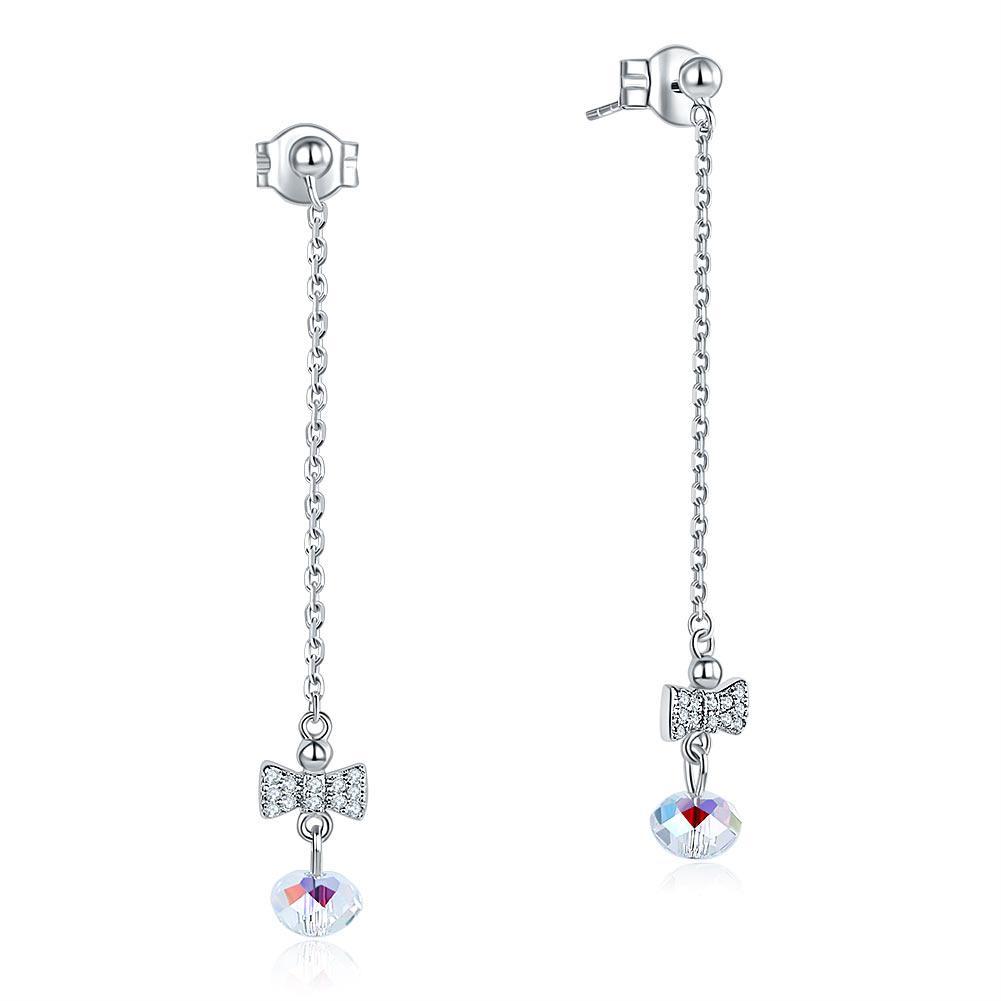 Drop Dangle Ribbon AB Crystal Earrings