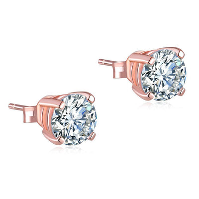 1 Carat Created Diamond Stud Earrings Rose Gold Plated