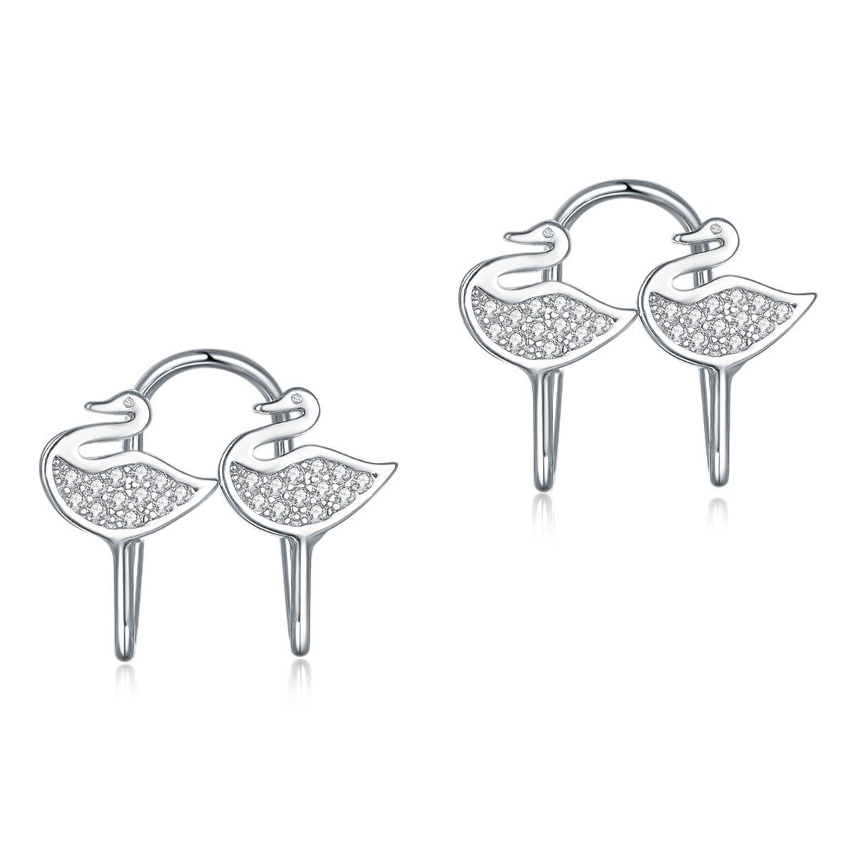 Clip on Swan Earrings