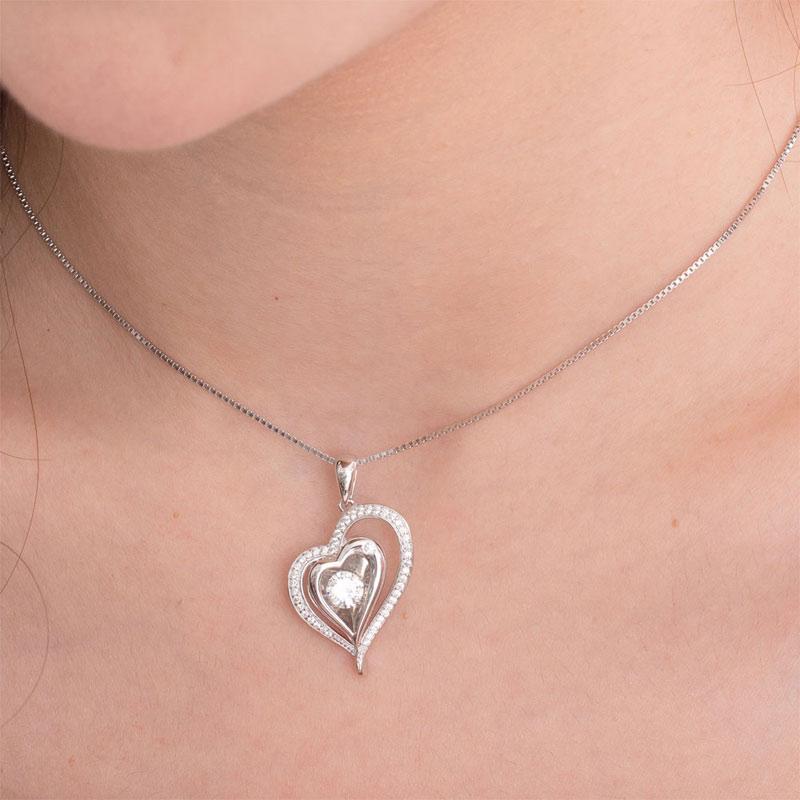 Dancing Stone Heart Pendant Necklace