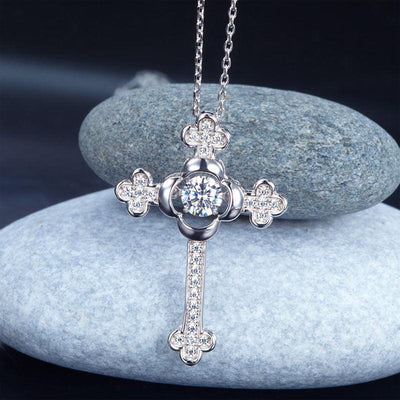 Cross Dancing Stone Pendant Necklace