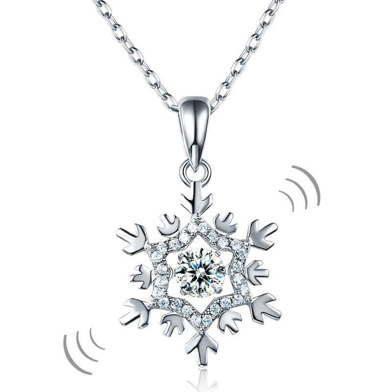 Snowflake Dancing Stone Pendant Necklace