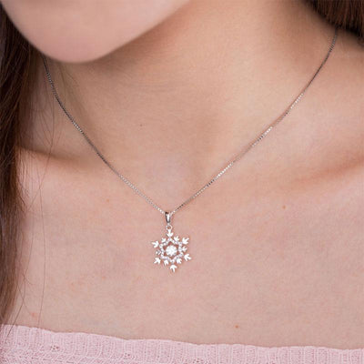 Snowflake Dancing Stone Pendant Necklace