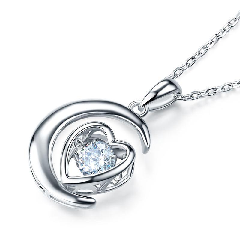 Dancing Stone Moon Heart Pendant Necklace