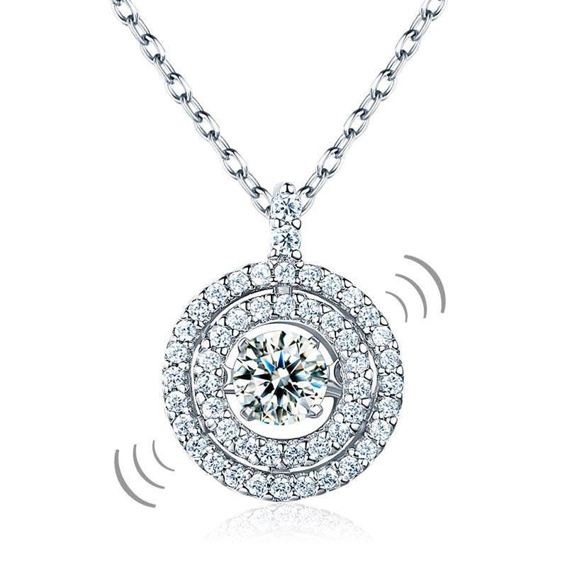 Dancing Stone Halo Pendant Necklace