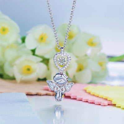 Angel Heart Dancing Stone Pendant Necklace