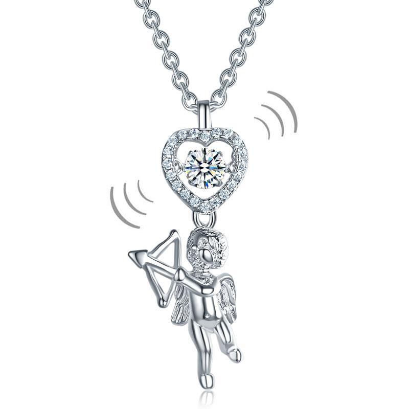 Love Angel Heart Dancing Stone Pendant Necklace