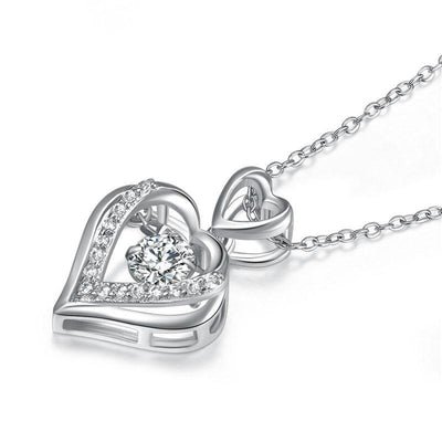 Double Heart Dancing Stone Pendant Necklace