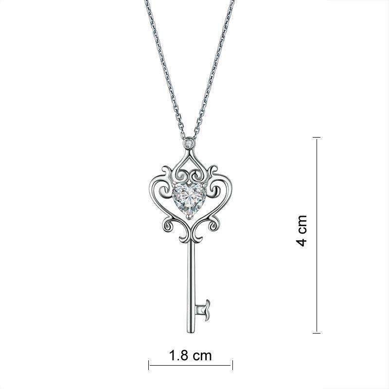 1.5 Carat Love Heart Key Pendant Necklace