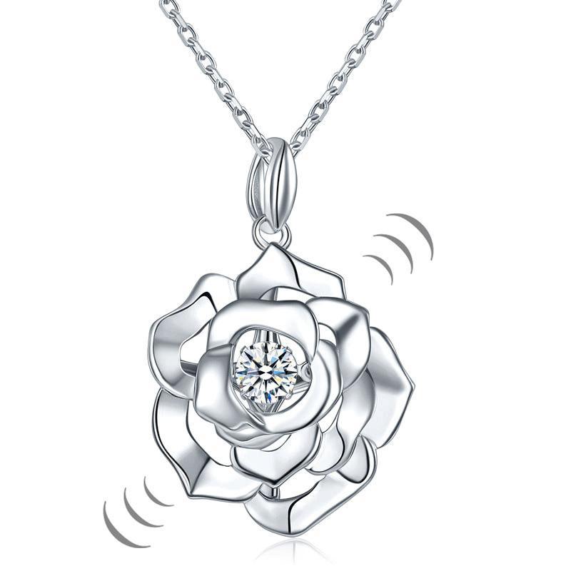 Rose Dancing Stone Pendant Necklace