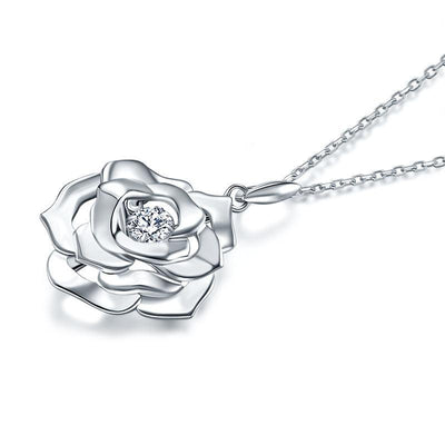 Rose Dancing Stone Pendant Necklace