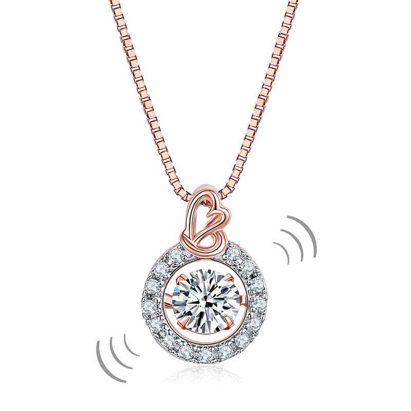 Rose Gold Dancing Stone Pendant Necklace