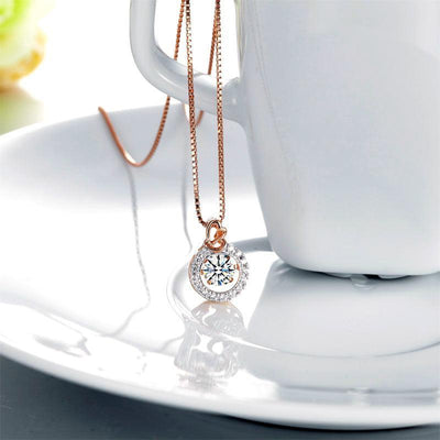 Rose Gold Dancing Stone Pendant Necklace
