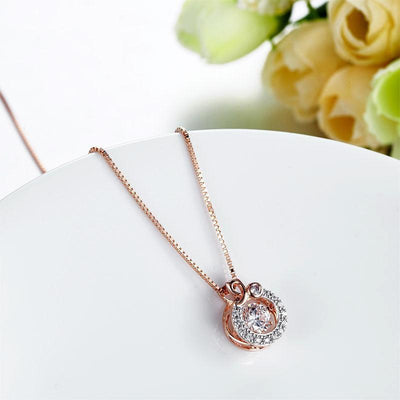 Rose Gold Plated Dancing Stone Pendant Necklace