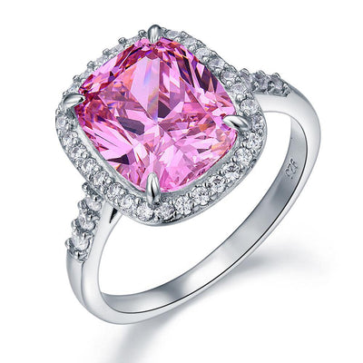 6 Ct Cushion Cut Fancy Pink Created Diamond Ring