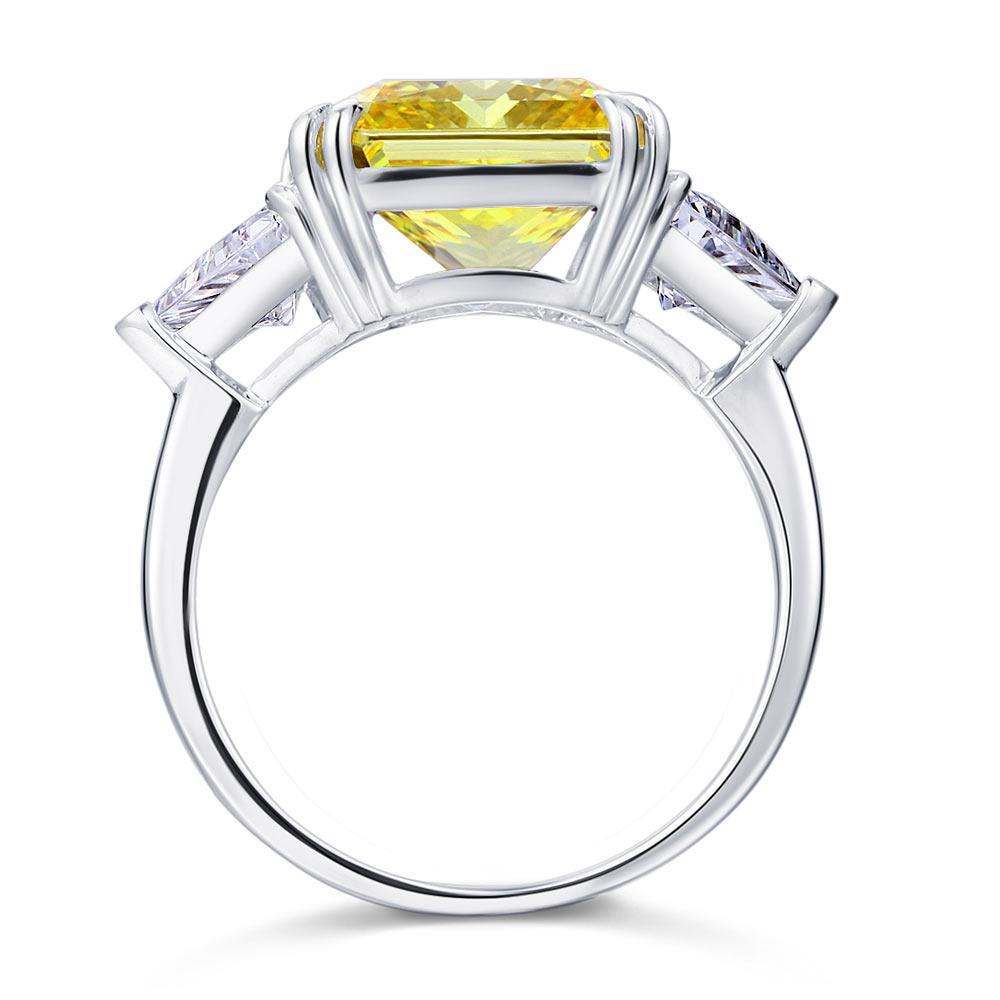 Three-Stone 8 Carat Yellow Canary Created Diamond Ring