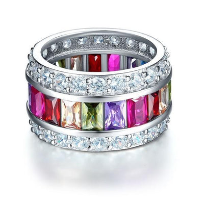 Multi-Color Created Topaz Band Ring