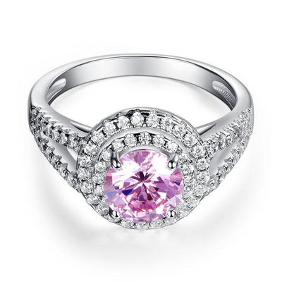 Double Halo 1.25 Ct Fancy Pink Created Diamond Ring