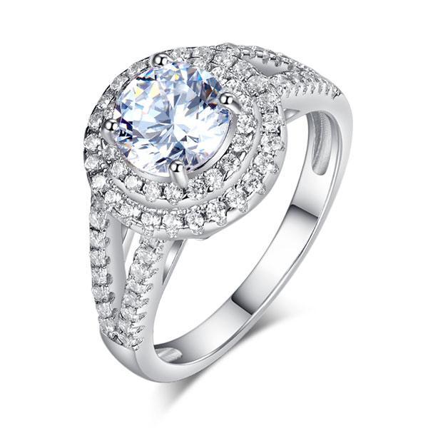 Double Halo Ring 1.25 Ct Created Diamond