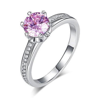 6 Claw 1.25 Ct Pink Created Diamond Ring