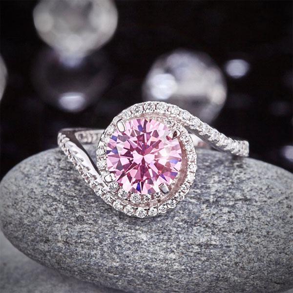 Twist Curl  2 Ct Pink Created Diamond Ring