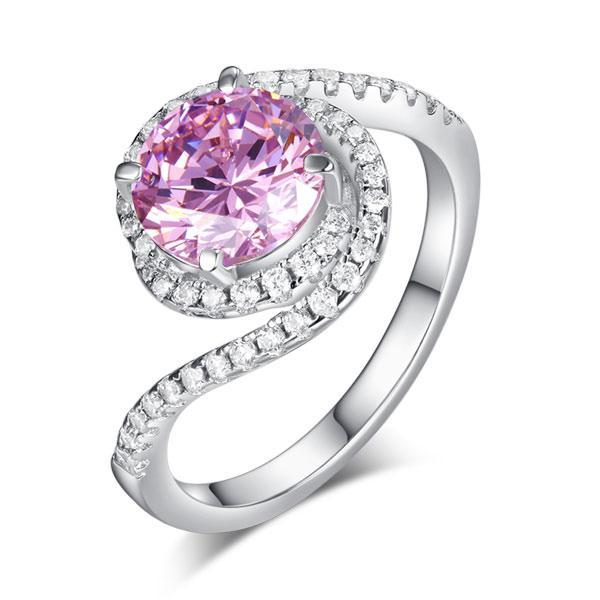 Twist Curl  2 Ct Pink Created Diamond Ring