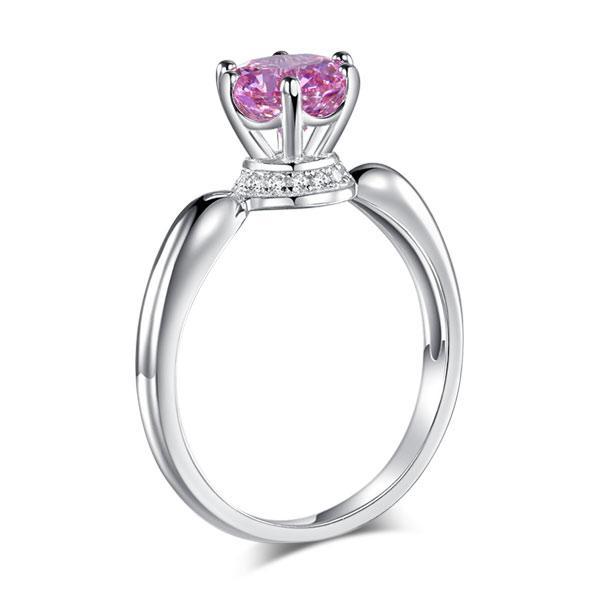 6 Claw Crown 1.25 Ct Pink Created Diamond Ring