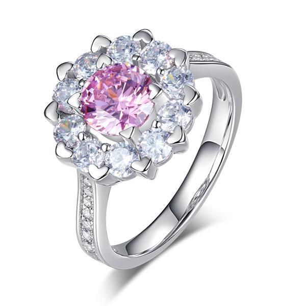 Snowflake 1 Ct Fancy Pink Created Diamond Ring
