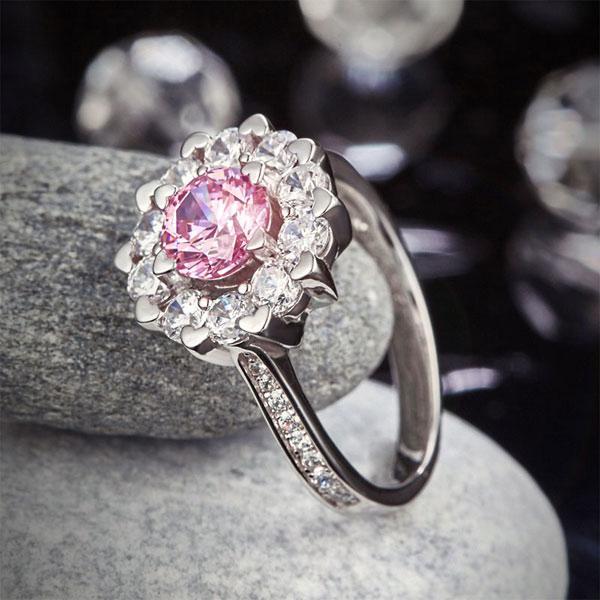Snowflake 1 Ct Fancy Pink Created Diamond Ring