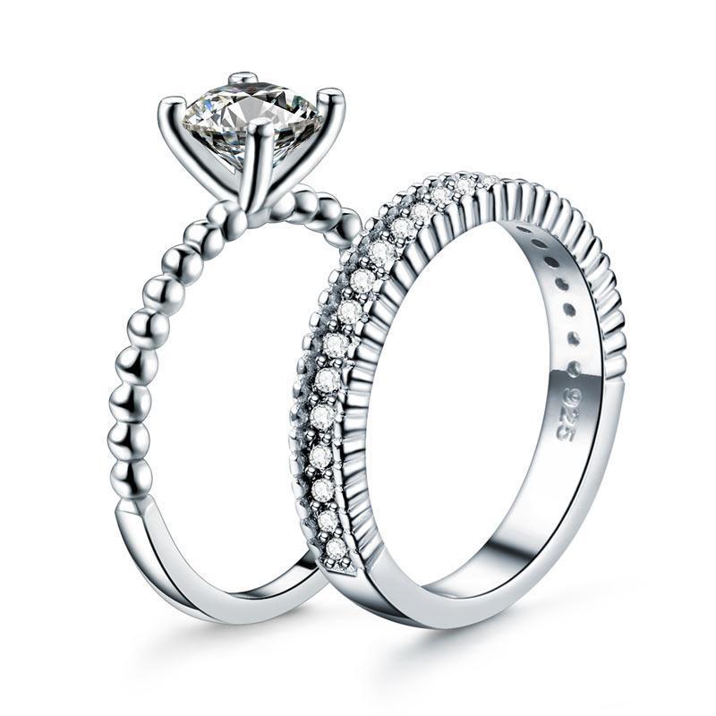 2-Pcs Ring Set 1 Ct Created Diamante