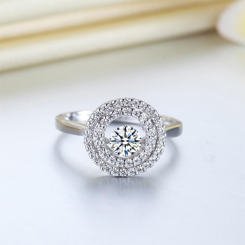 Dancing Stone Double Halo Ring