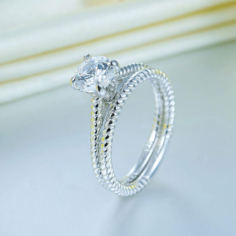 Twist Solitaire 2-Pcs Ring Set