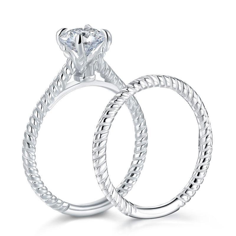 Twist Solitaire 2-Pcs Ring Set
