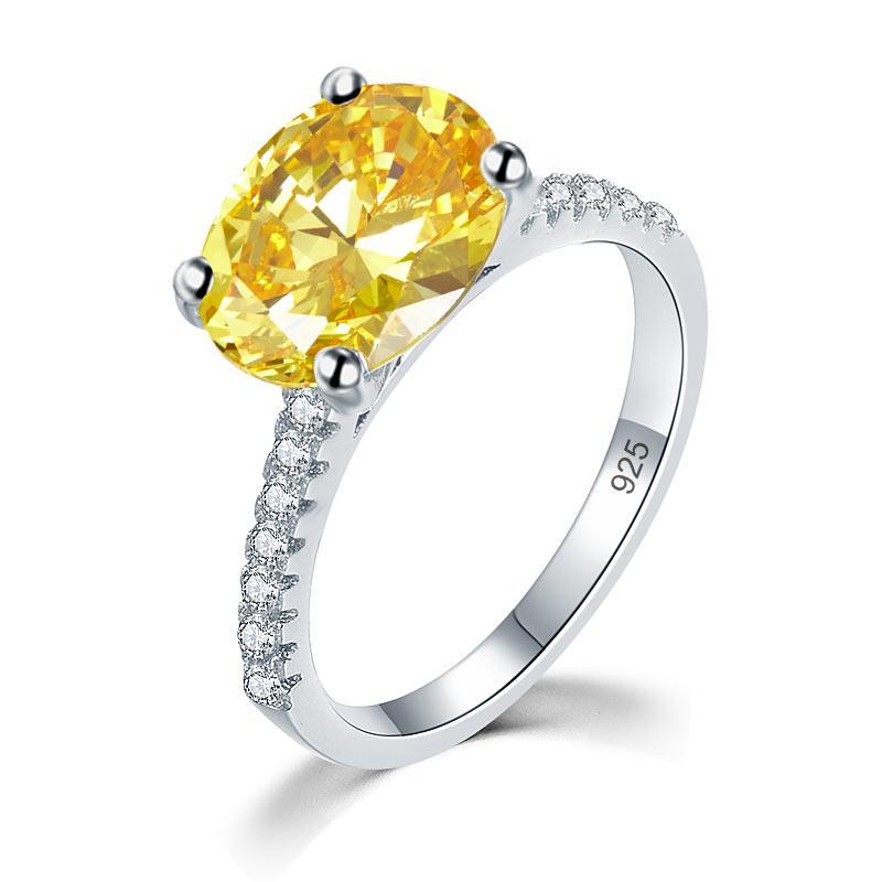4 Carat Yellow Canary Oval Ring