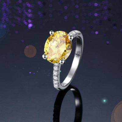 4 Carat Yellow Canary Oval Ring