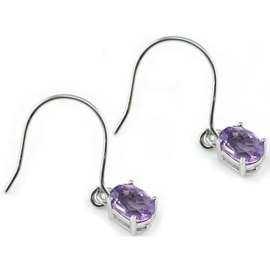 2 Carat Genuine Purple Amethyst Dangle Fine Earrings