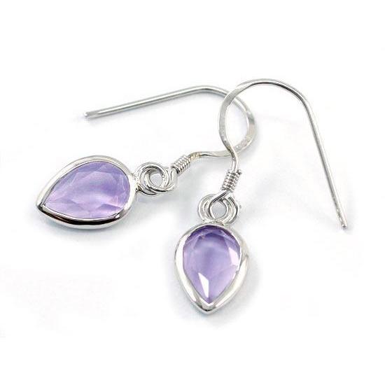 3 Carat Genuine Purple Pear Cut Amethyst Dangle Fine Earrings