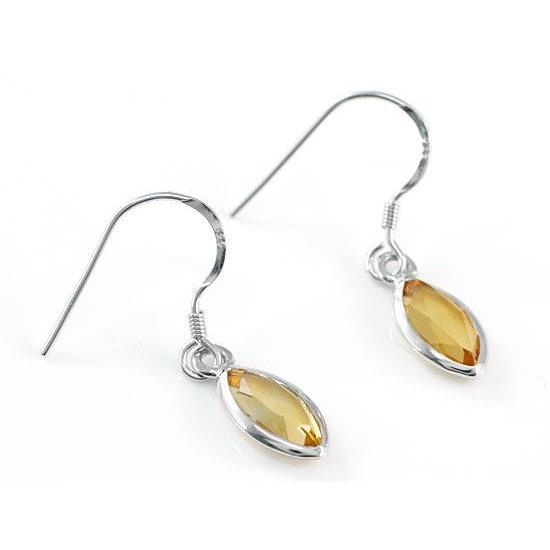 2 Carat Genuine Yellow Citrine Dangle Fine Earrings