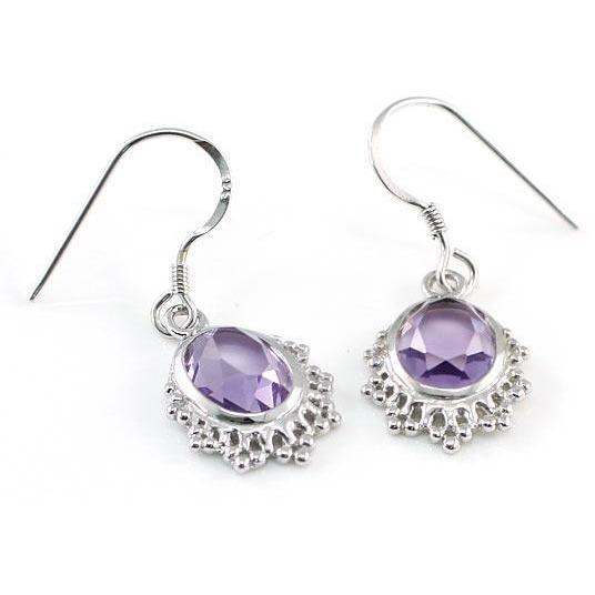 5 Carat Purple Oval Cut Amethyst Dangle Earrings