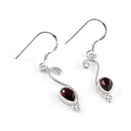 1.5 Carat Genuine Dark Red Garnet Dangle Fine Earrings