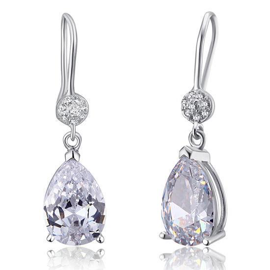 4 Carat Pear Cut Created Diamond Dangle Earrings