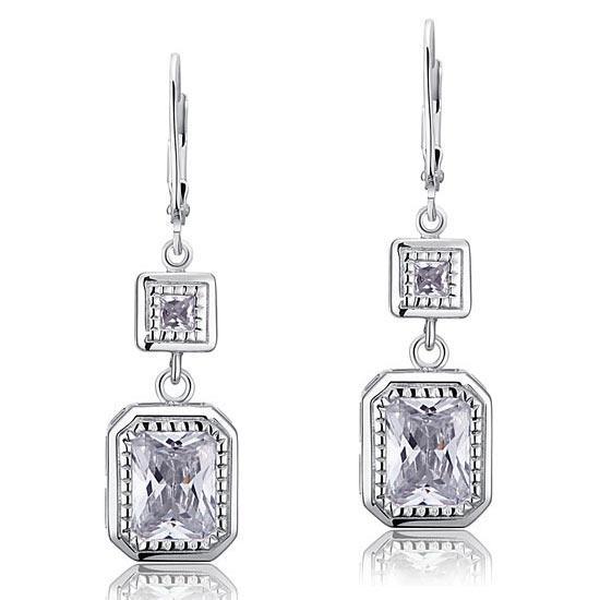 4 Carat Emerald Cut Created Diamond Dangle Earrings