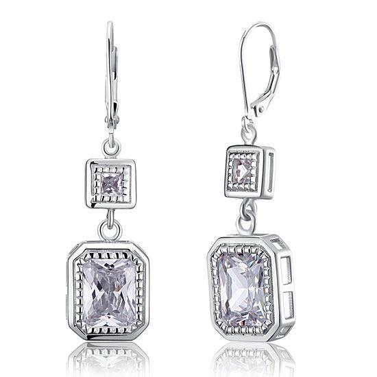 4 Carat Emerald Cut Created Diamond Dangle Earrings