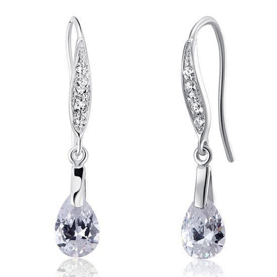 2 Carat Pear Cut Created Diamond Dangle Earrings