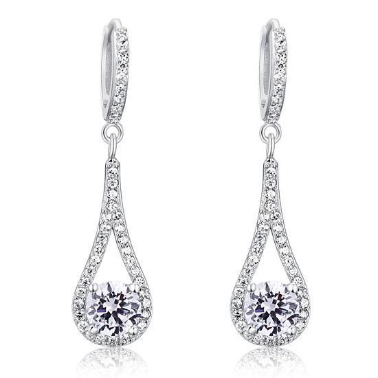 1 Carat Round Cut Dangle Earrings