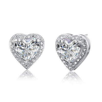 3 Carat Created Diamond Heart Stud Earrings