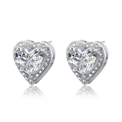 3 Carat Created Diamond Heart Stud Earrings